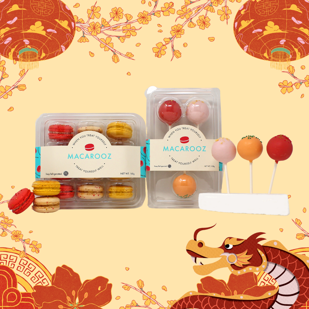 Lunar New Year Set B: 12ct Macarons + 3ct Mac Pops