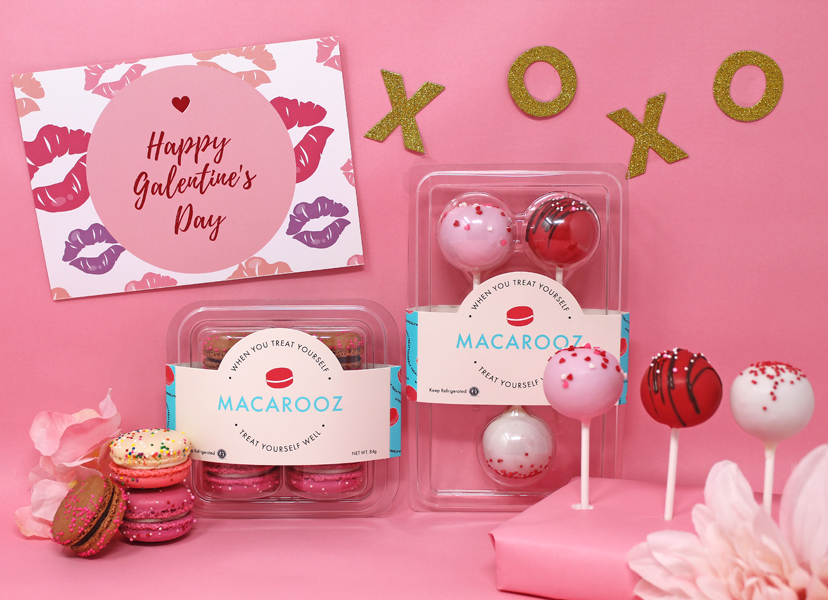 Galentine&#39;s Day Set 1:  6ct Macarons + 3ct Mac Pops